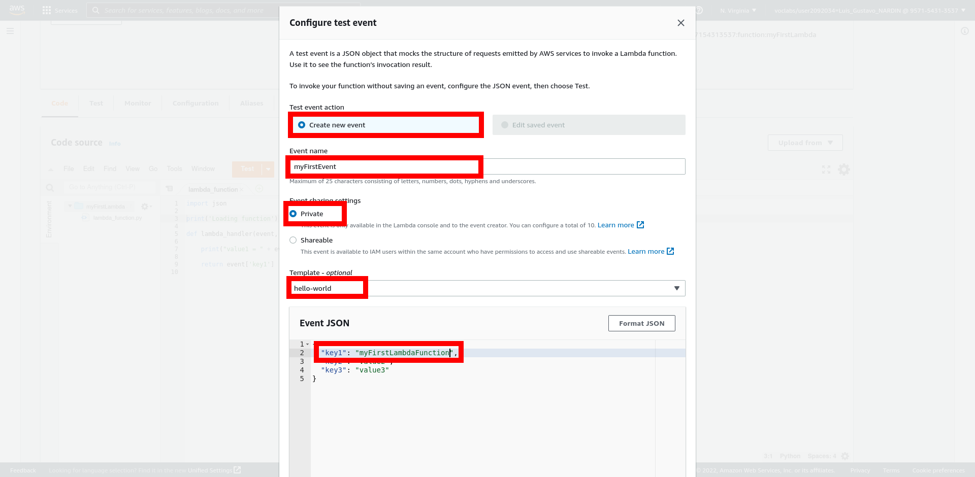Configure Test Event