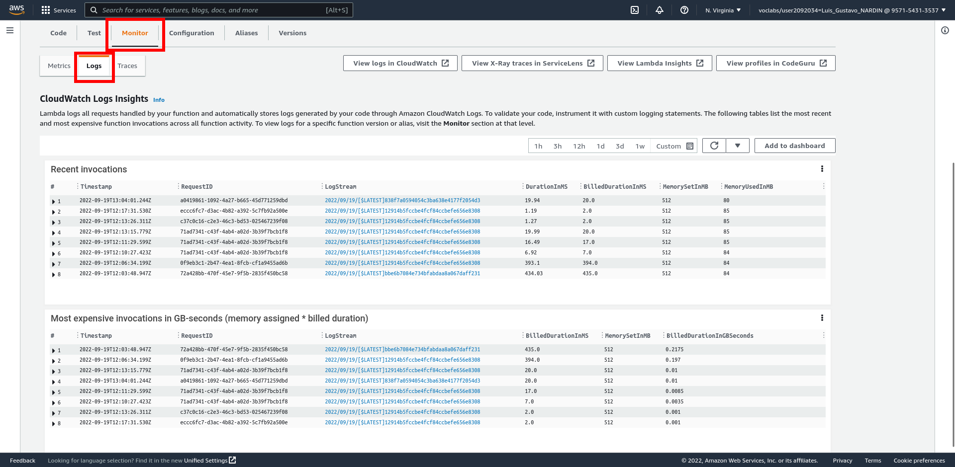 Lambda Test Logs