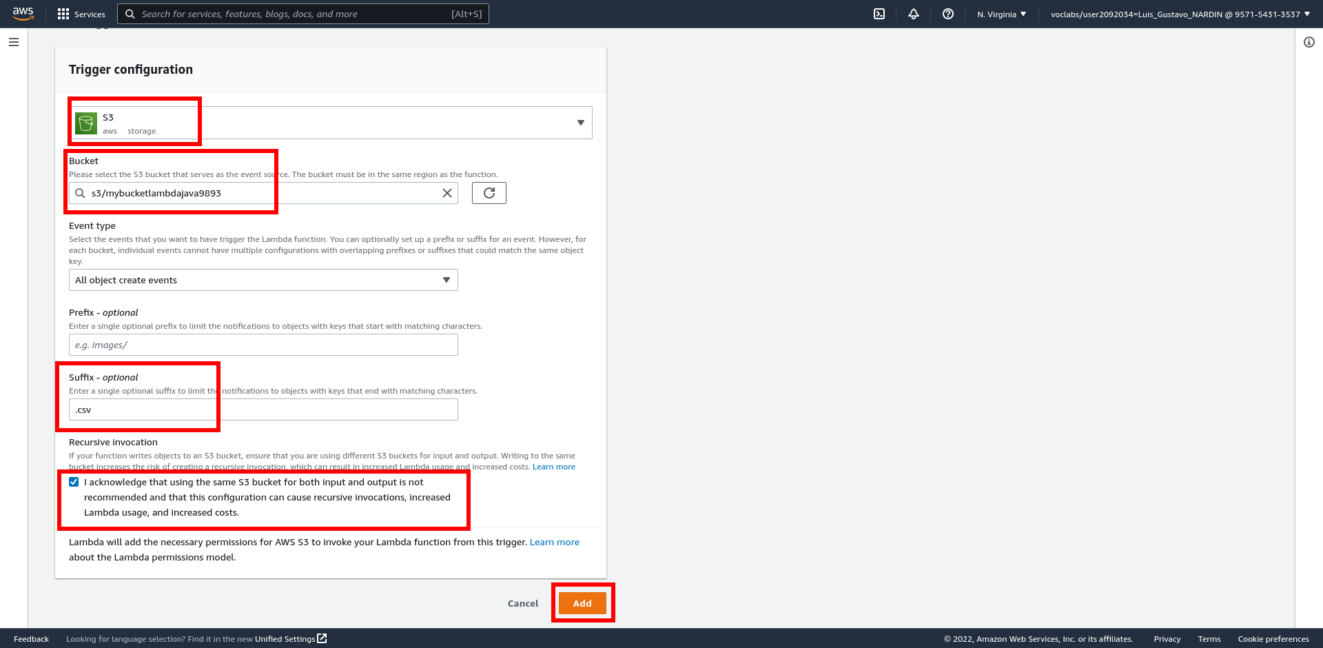 Lambda Trigger Settings