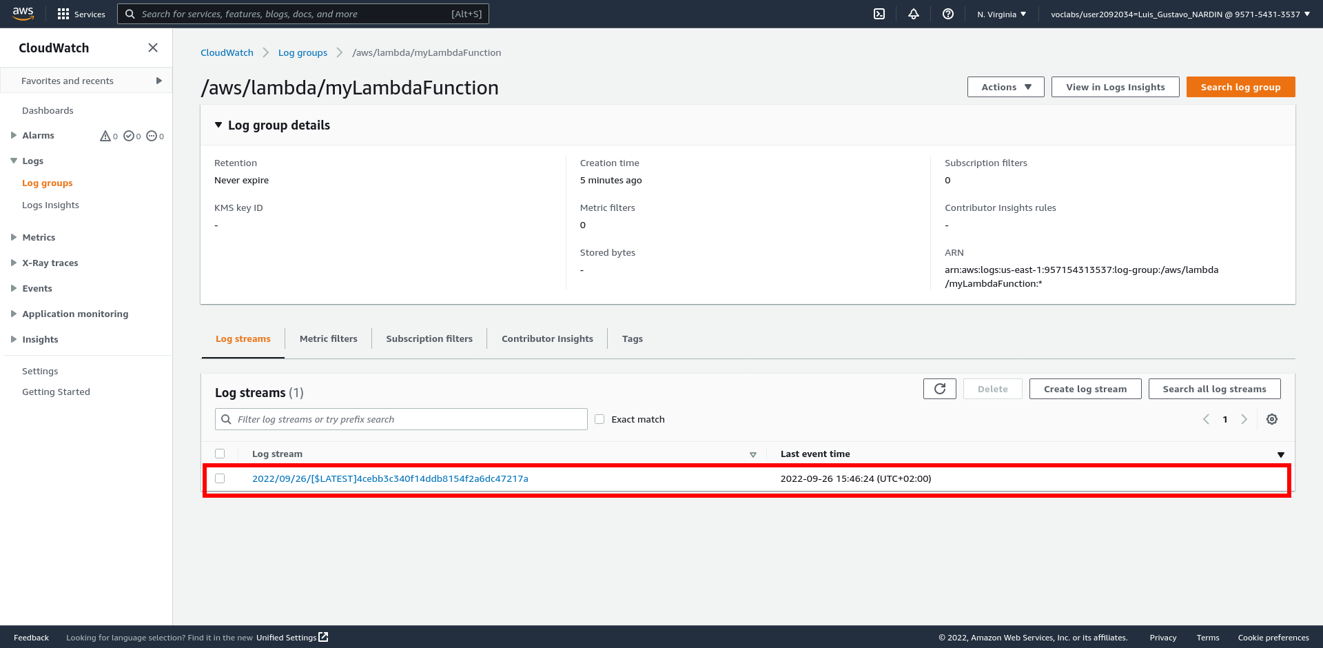 AWS Lambda CloudWatch
