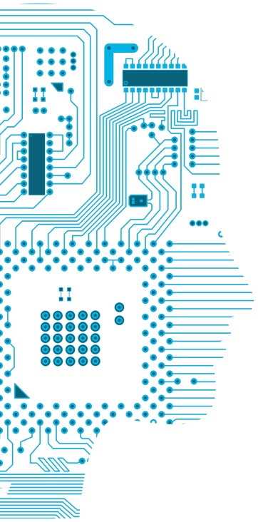 Logo PFIA, tête de profil stylisée par des circuits électroniques bleus